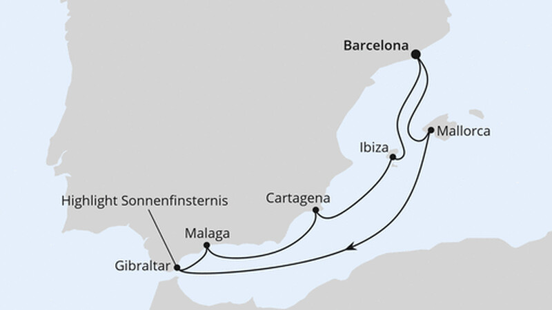 Sonnenfinsternis im Mittelmeer ab Barcelona Sonnenfinsternis im Mittelmeer ab Barcelona