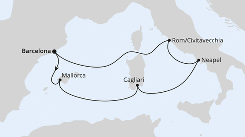 Mediterrane Schätze mit Sardinien ab Barcelona Mediterrane Schätze mit Sardinien ab Barcelona