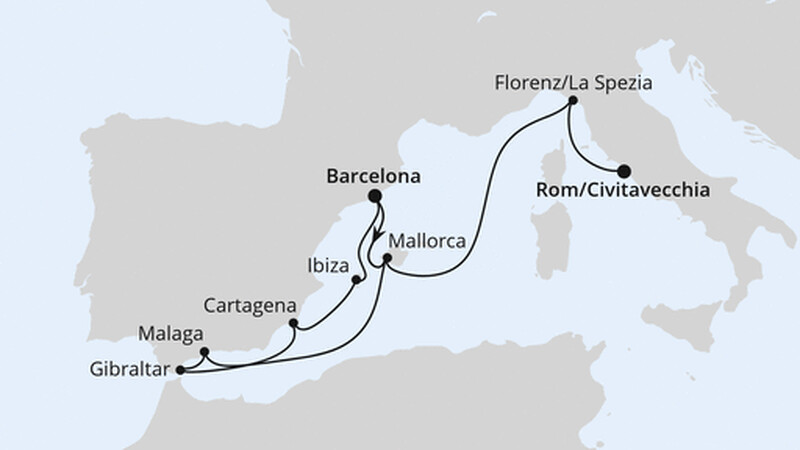 Spanien, Italien & Gibraltar ab Barcelona Spanien, Italien & Gibraltar ab Barcelona