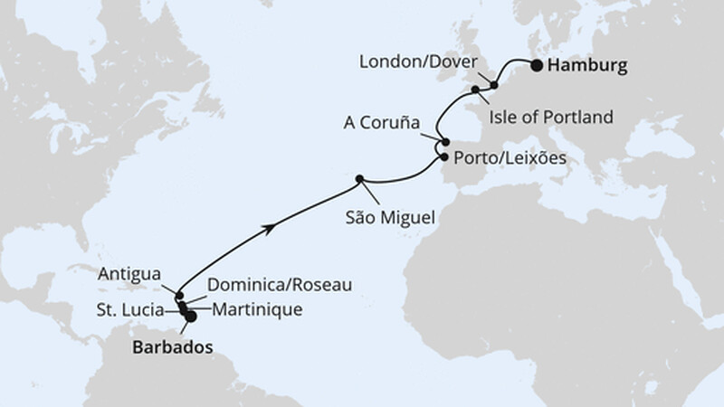 Von Barbados über die Azoren nach Hamburg Von Barbados über die Azoren nach Hamburg
