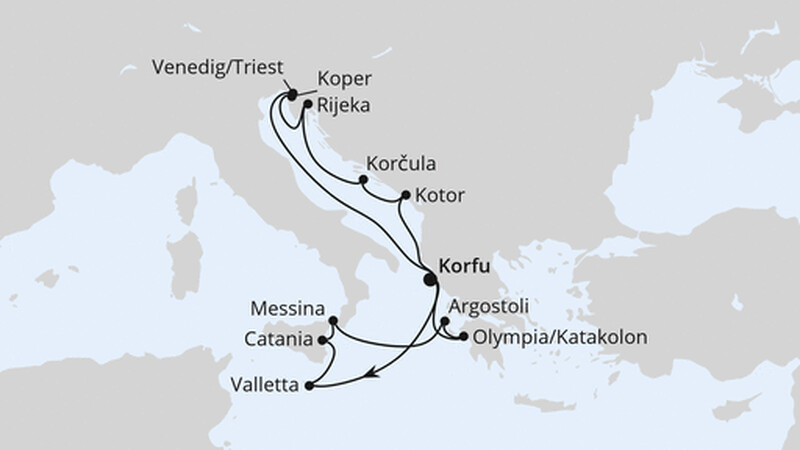Adria & Mittelmeerinseln ab Korfu Adria & Mittelmeerinseln ab Korfu