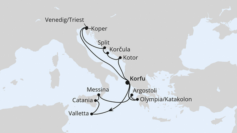 Adria & Mittelmeerinseln ab Korfu Adria & Mittelmeerinseln ab Korfu