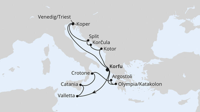 Adria & Mittelmeerinseln ab Korfu Adria & Mittelmeerinseln ab Korfu
