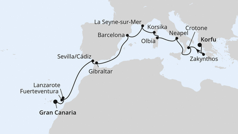 Griechenland, Andalusien & Kanaren ab Korfu 1 Griechenland, Andalusien & Kanaren ab Korfu 1