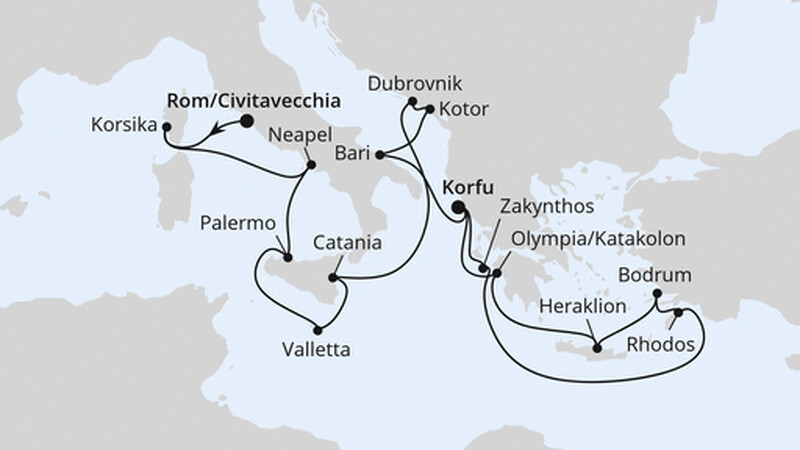 Große Mittelmeer-Reise ab Civitavecchia Große Mittelmeer-Reise ab Civitavecchia
