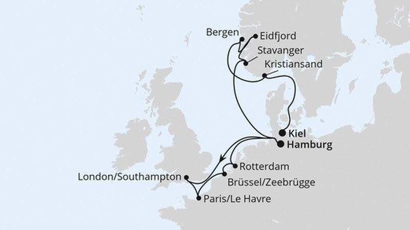Metropolen & Norwegen von Hamburg nach Kiel Metropolen & Norwegen von Hamburg nach Kiel
