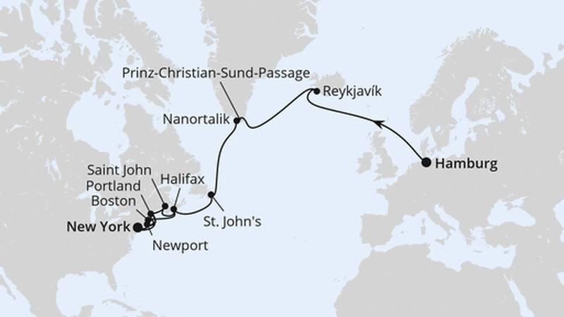 Von Hamburg über Grönland & Kanada nach New York Von Hamburg über Grönland & Kanada nach New York
