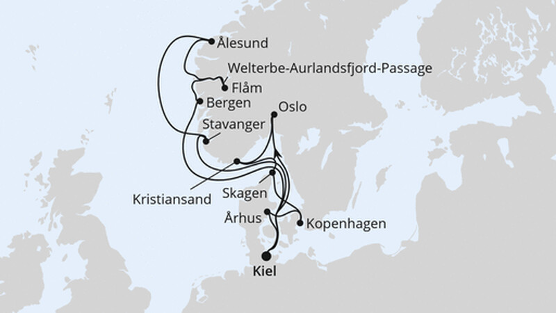 Große Skandinavien-Reise ab Kiel Große Skandinavien-Reise ab Kiel