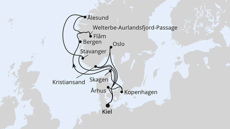 Große Skandinavien-Reise ab Kiel Große Skandinavien-Reise ab Kiel