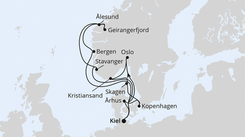 Große Skandinavien-Reise ab Kiel Große Skandinavien-Reise ab Kiel