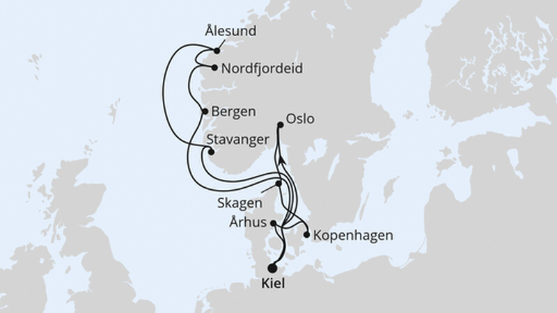 Große Skandinavien-Reise ab Kiel Große Skandinavien-Reise ab Kiel