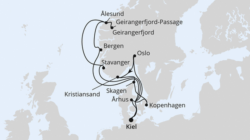 Große Skandinavien-Reise ab Kiel Große Skandinavien-Reise ab Kiel
