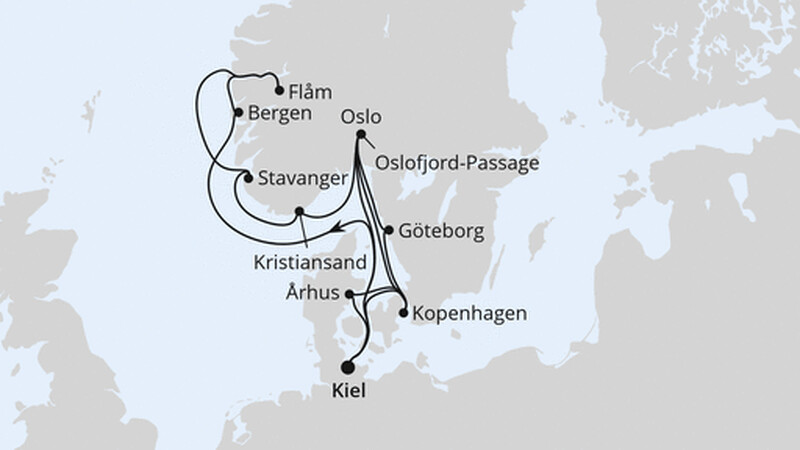 Große Norwegen- & Dänemark-Reise ab Kiel Große Norwegen- & Dänemark-Reise ab Kiel