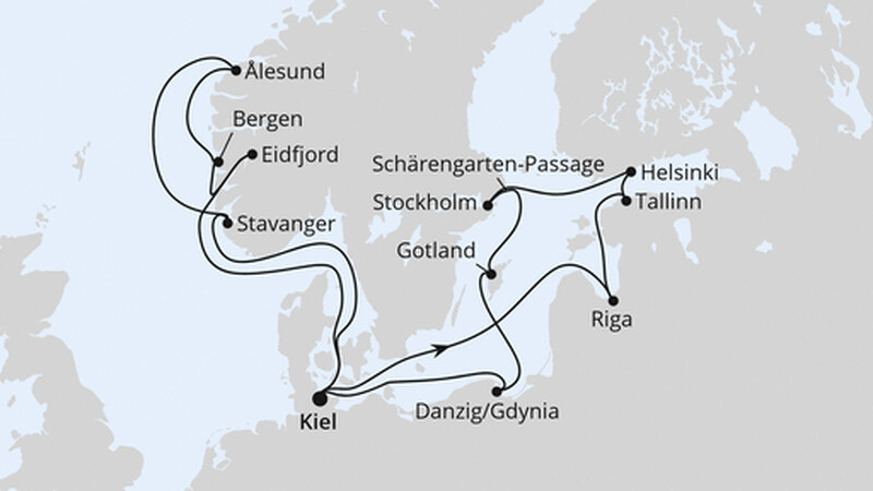 Große Ostsee- & Norwegen-Reise ab Kiel Große Ostsee- & Norwegen-Reise ab Kiel