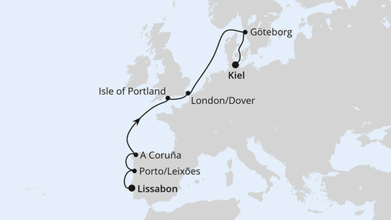 Westeuropa-Highlights von Lissabon nach Kiel Westeuropa-Highlights von Lissabon nach Kiel