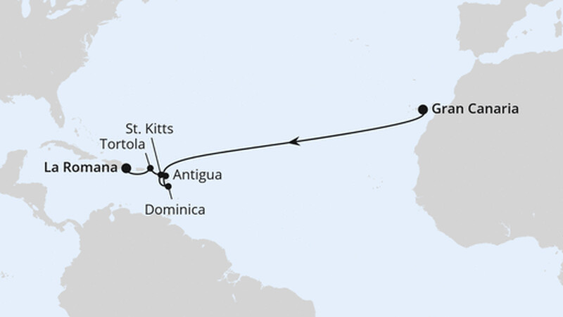 Von Gran Canaria über Antigua in die Dom. Republik Von Gran Canaria über Antigua in die Dom. Republik