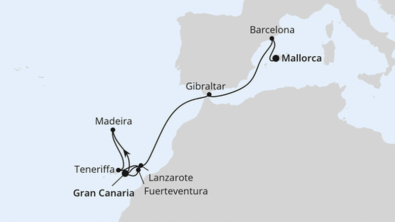 Kanaren, Madeira & Mittelmeer ab Gran Canaria