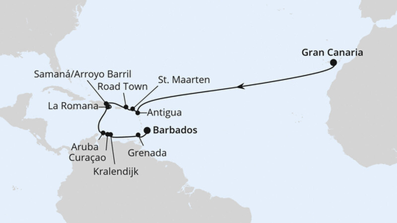 Von Gran Canaria über Curacao nach Barbados Von Gran Canaria über Curacao nach Barbados