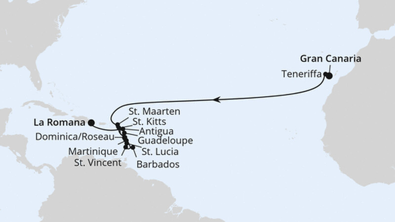 Von Gran Canaria über Curaçao in die Dom. Republik Von Gran Canaria über Curaçao in die Dom. Republik