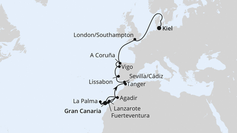 Von Gran Canaria über Portugal nach Kiel Von Gran Canaria über Portugal nach Kiel