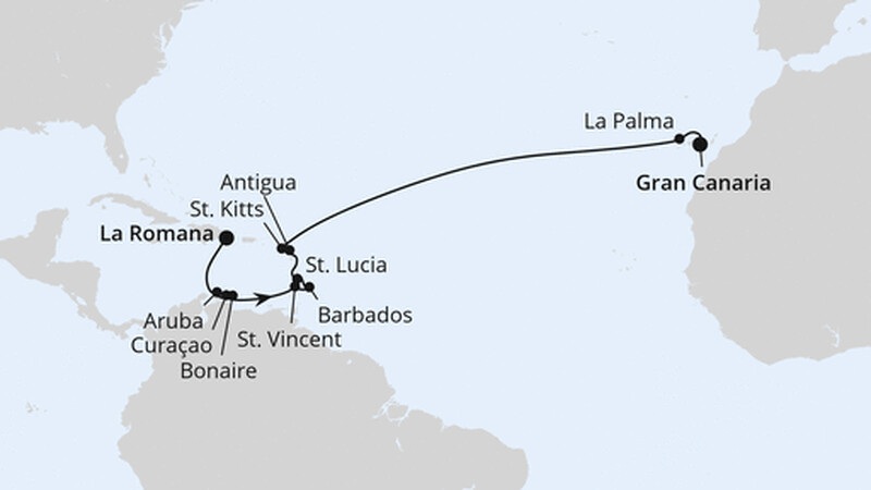 Von der Dominikanischen Republik nach Gran Canaria Von der Dominikanischen Republik nach Gran Canaria
