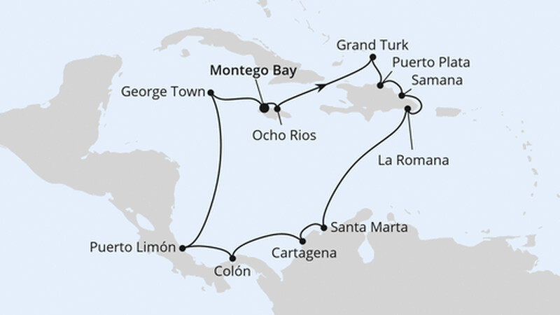 Mittelamerika & Dominikanische Republik ab Jamaika Mittelamerika & Dominikanische Republik ab Jamaika