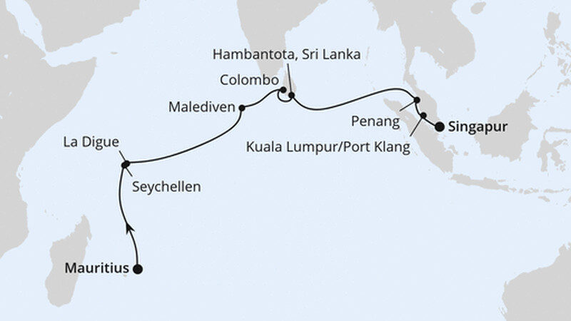 Von Mauritius über die Seychellen nach Singapur Von Mauritius über die Seychellen nach Singapur