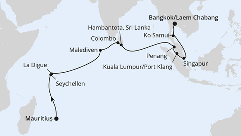 Von Mauritius über die Seychellen nach Bangkok Von Mauritius über die Seychellen nach Bangkok