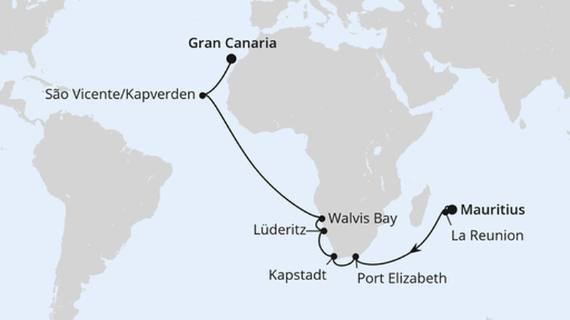 Von Mauritius über Afrika nach Gran Canaria Von Mauritius über Afrika nach Gran Canaria