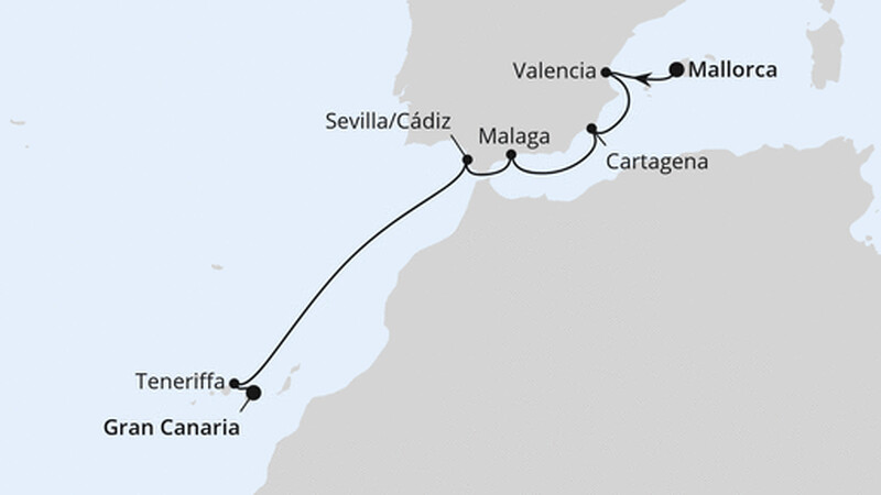 Spanische Mittelmeerküste & Kanaren ab Mallorca Spanische Mittelmeerküste & Kanaren ab Mallorca