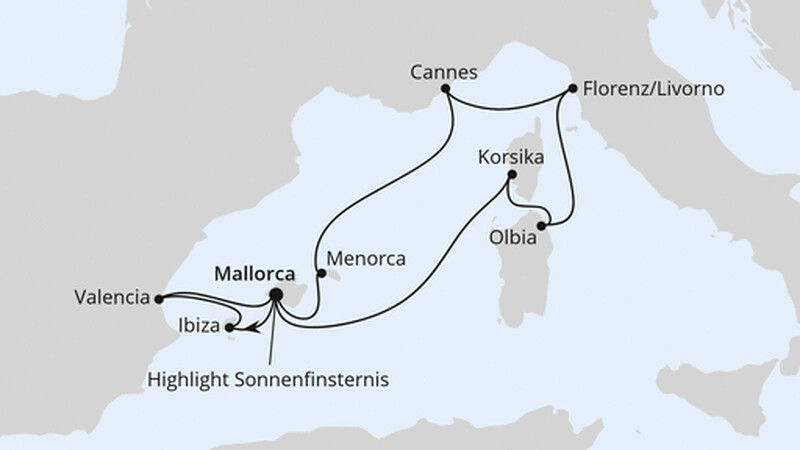 Mittelmeerinseln mit Sonnenfinsternis ab Mallorca Mittelmeerinseln mit Sonnenfinsternis ab Mallorca
