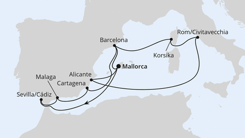 Große Mittelmeer-Reise zu Ostern ab Mallorca Große Mittelmeer-Reise zu Ostern ab Mallorca