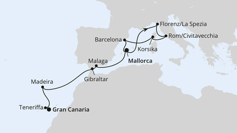 Korsika, Italien & Kanaren ab Mallorca Korsika, Italien & Kanaren ab Mallorca