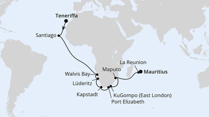 Von Teneriffa über Südafrika nach Mauritius Von Teneriffa über Südafrika nach Mauritius