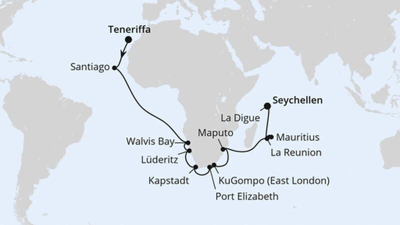 Von Teneriffa über Südafrika auf die Seychellen Von Teneriffa über Südafrika auf die Seychellen