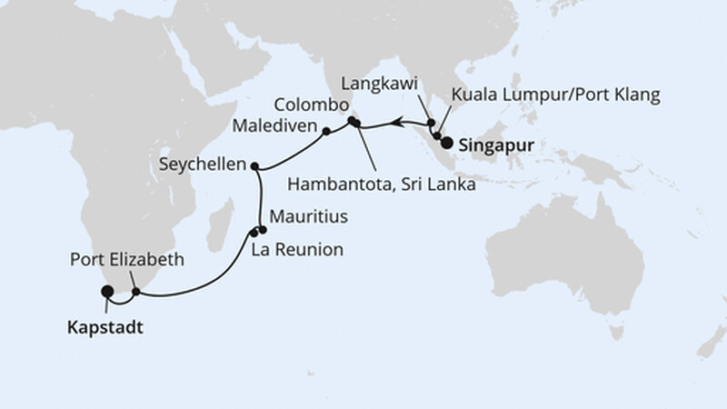 Von Singapur über Mauritius nach Kapstadt Von Singapur über Mauritius nach Kapstadt