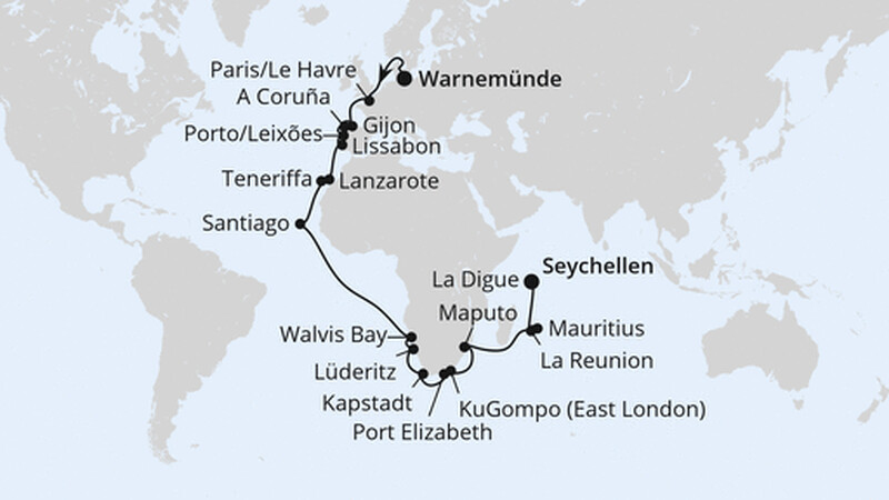 Weltenbummler Afrika mit Seychellen ab Warnemünde Weltenbummler Afrika mit Seychellen ab Warnemünde